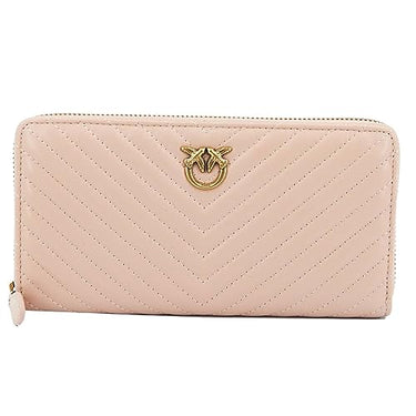 Pinko Damen Ryder Zip Around Sheep Nappa C Reisezubehör-Brieftasche, Z99q_schwarz-Antique Gold im Sale